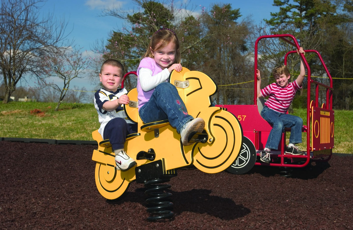 Yellow Motorcycle Playground Spring Rider, 2-Seat