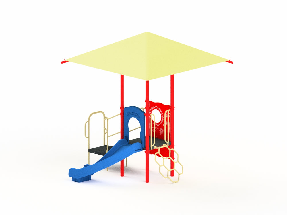 Quick-Ship Commercial Play Structure #1 with Shade Canopy, Ages 2-12