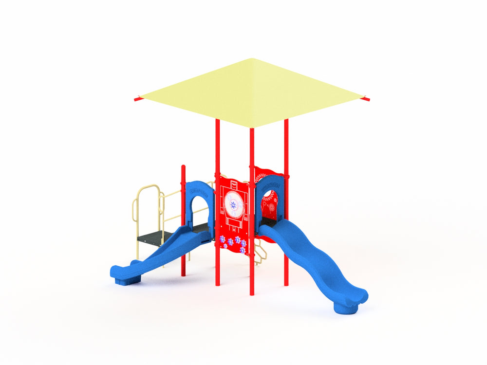 Quick-Ship Commercial Play Structure #2 with Shade Canopy, Ages 2-12
