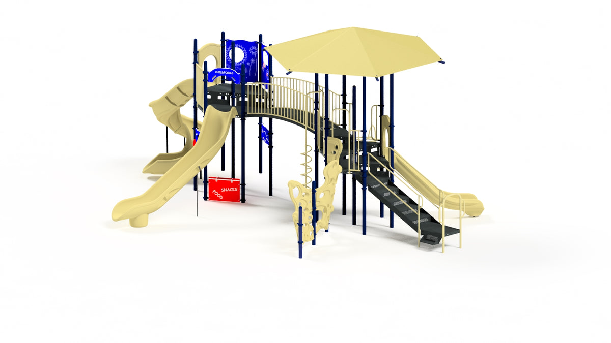 Commercial Play Structure with Shade Canopy, Ages 5-12 (Model 35821)