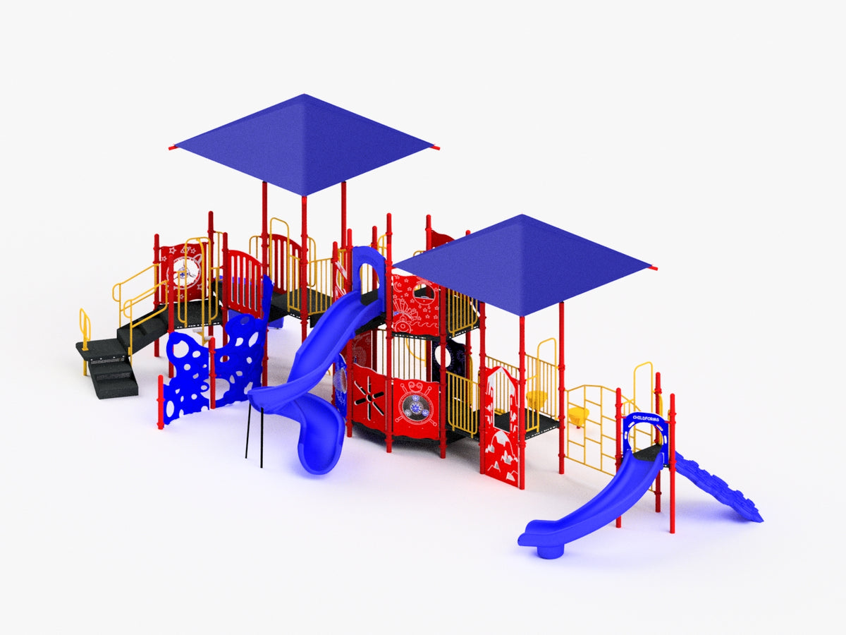 Commercial Play Structure with Shade Canopy, Ages 5-12 (Model 35T19)